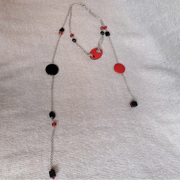 2x18$ 🦃 🍂HANDMADE - Red & Black Beads chains necklace - Collar + 2 drop chains - Picture 3 of 7